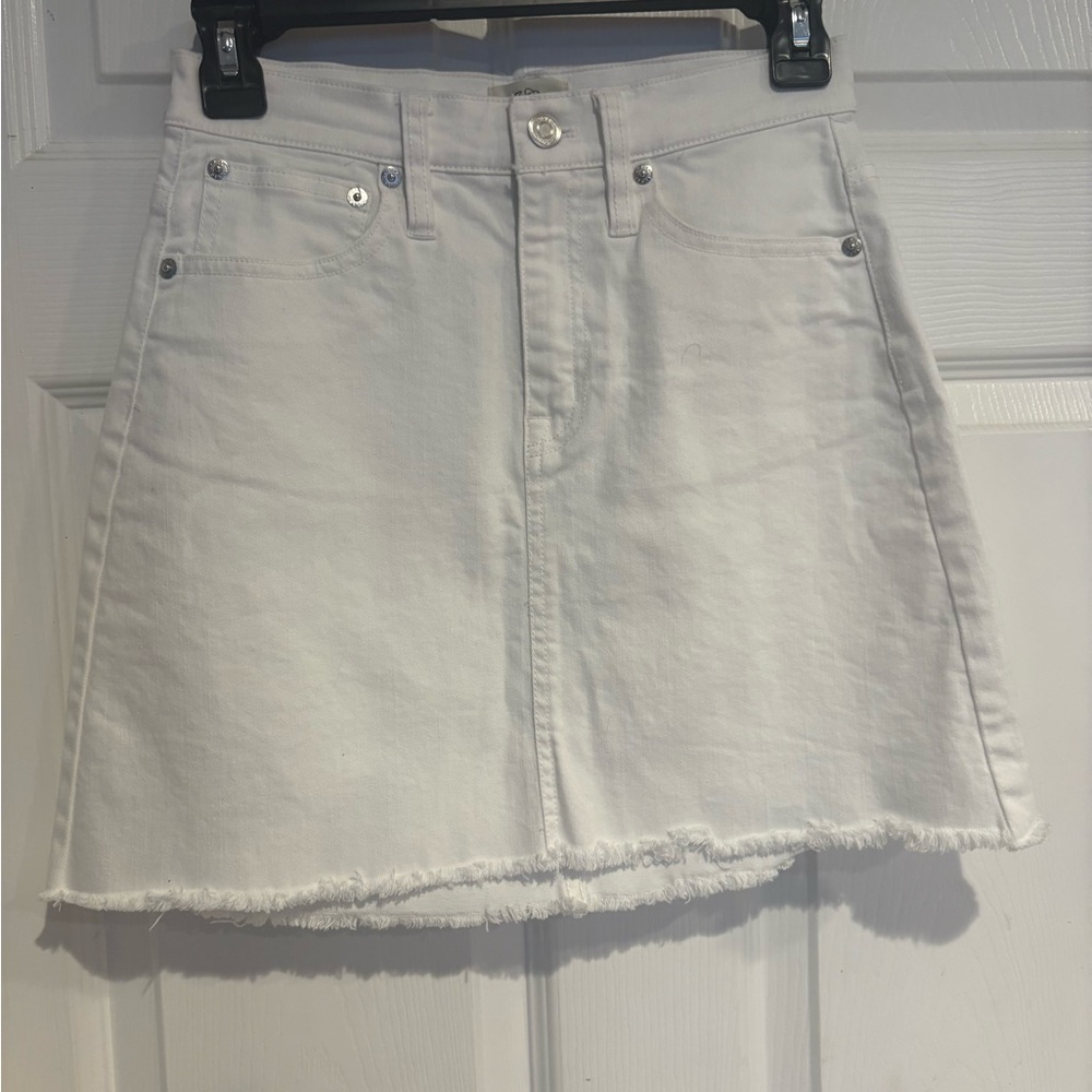 J. Crew Cream Mini Skirt with Frayed Hem
